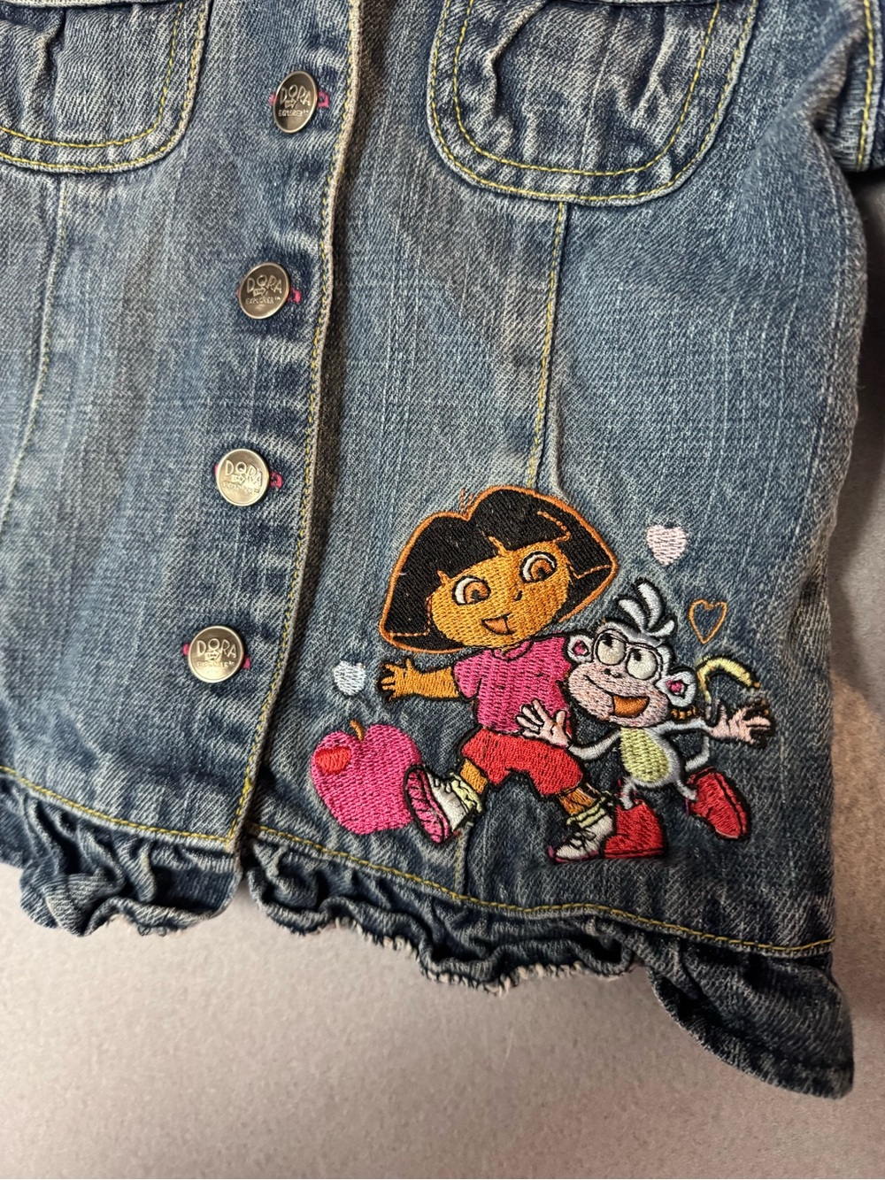 Vintage Girls Dora the Explorer Embroidered Denim Jacket size 6 - Picture 4 of 5